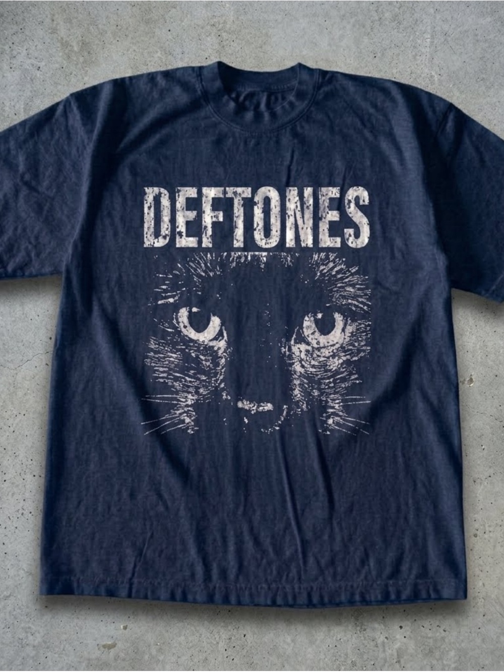 Gildan Navy Blue Deftones Cat Graphic Tee